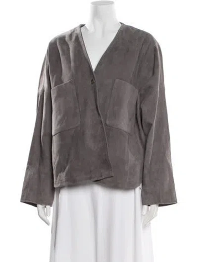 Pre-owned Forte Forte Leather Jacket In Gray