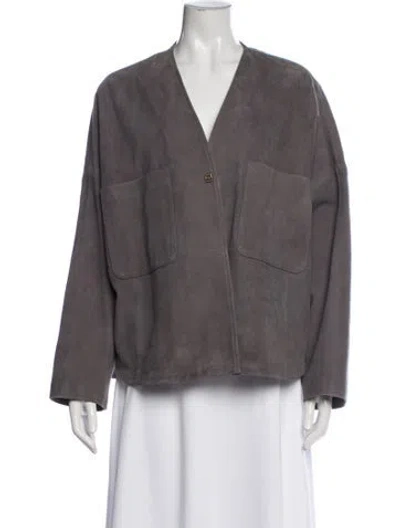Pre-owned Forte Forte Leather Jacket In Gray