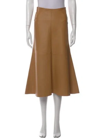 Pre-owned Forte Forte Leather Midi Length Skirt In Neutral
