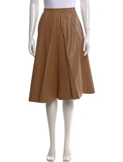 Pre-owned Forte Forte Leather Midi Length Skirt W/ Tags In Brown
