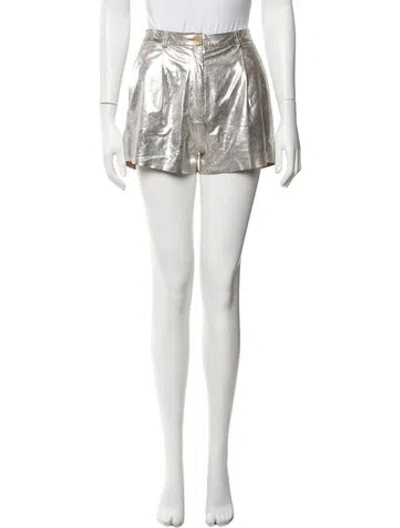 Pre-owned Forte Forte Leather Mini Shorts In Metallic/silver