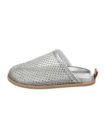 Pre-owned Forte Forte Leather Patterned Mules In Silver