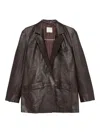 Forte Forte Leather Single-breasted Blazer In Brown