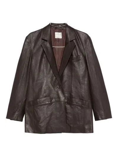 Forte Forte Leather Single-breasted Blazer In Brown