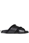 Forte Forte Forte_forte Shierling And Leather Crossed Sandals Shoes In Black