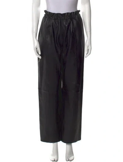 Pre-owned Forte Forte Leather Straight Leg Pants In Black