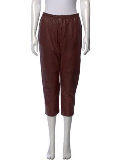 Pre-owned Forte Forte Leather Straight Leg Pants In Brown