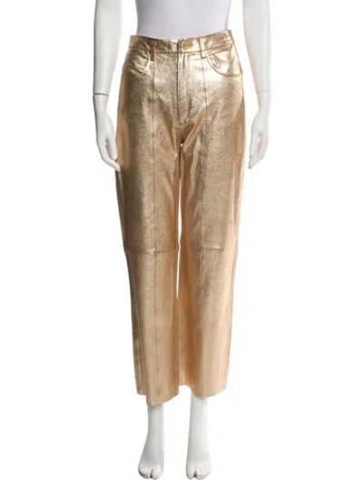 Pre-owned Forte Forte Leather Straight Leg Pants In Neutral