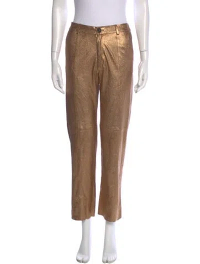Pre-owned Forte Forte Leather Straight Leg Pants W/ Tags In Brown