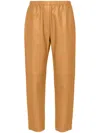Forte Forte Leather Tapered Trousers In Neutrals