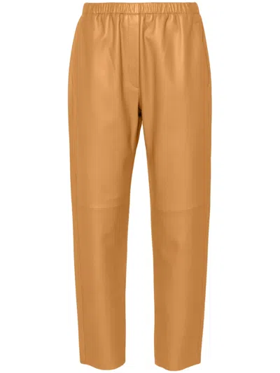 Forte Forte Leather Tapered Trousers In Neutrals