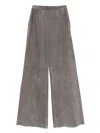 Forte Forte High-waisted Wide-leg Leather Trousers In Sand