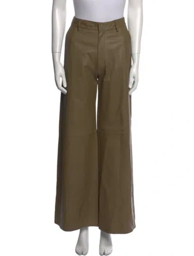 Pre-owned Forte Forte Leather Wide Leg Pants In Green