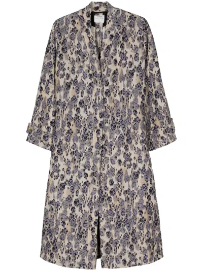 Forte Forte Patterned-jacquard Maxi Coat In Neutrals