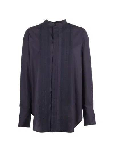 Forte Forte Les Fleurs Poplin Cotton Casual Shirt In Blue