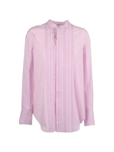 Forte Forte Light Pink Poplin Floral Casual Shirt