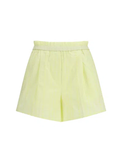 Forte Forte Les Fleurs Embroidery Cotton Poplin Shorts In Yellow