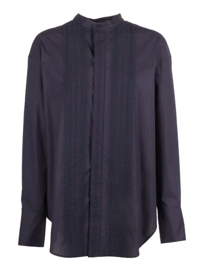 Forte Forte Les Fleurs Poplin Cotton Casual Shirt In Purple