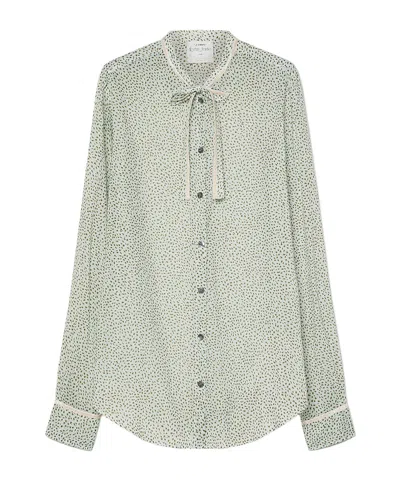 Forte Forte Les Petits Pois Shirt In Voile With Bow Detail In Green