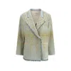 Forte Forte Textured Jacquard Blazer With Notched Lapel And Frayed Edges