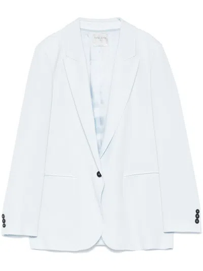 FORTE FORTE LIGHT BLUE DOUBLE-BREASTED BLAZER WITH POCKETS
