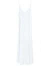 Forte Forte Cotton Denim Midi Dress With Frayed Edge In Blue