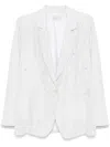 Forte Forte Embellished Double-breasted Silk Jacket With Button Detailing In Light Grey