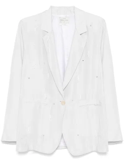 FORTE FORTE LIGHT GREY CRYSTAL-EMBELLISHED BLAZER