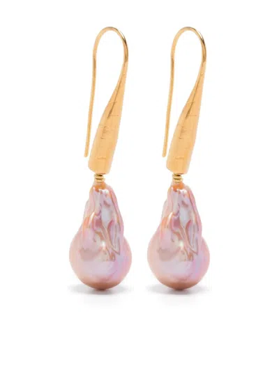 Forte Forte Light Pink Drop Earrings In Gold