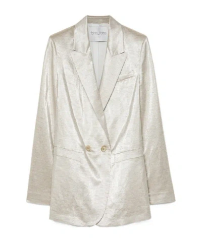 Forte Forte Linen And Lurex Doublebreasted Jacket In Neutral