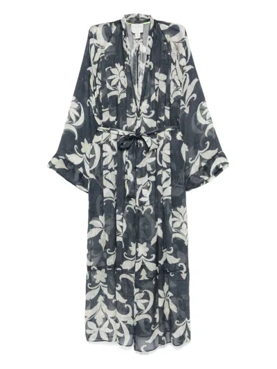 FORTE FORTE FORTE FORTE LINEN AND SILK PRINTED GOWN