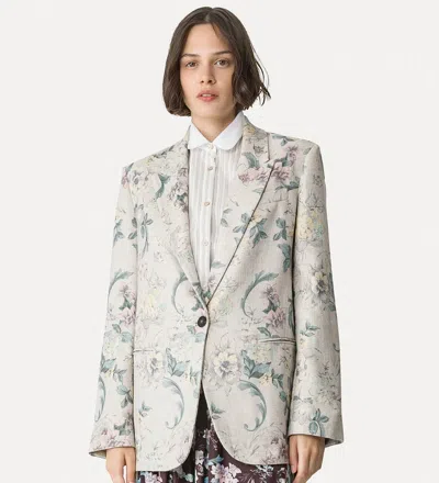 Forte Forte Linen Blend Hopsack Jacket "peonia My Love" In Glicine In White
