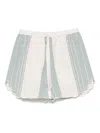 Forte Forte Chic Cotton Linen Stripe Bermuda With Embroidery