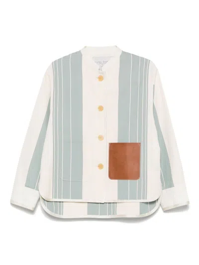 Forte Forte Linen Blend Striped Jacket In White
