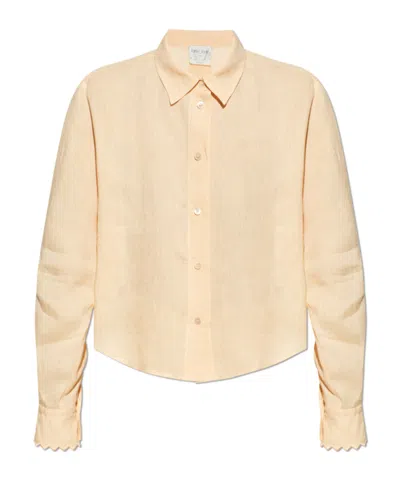 Forte Forte Linen Gauze Shirt With Embroidery In Brown