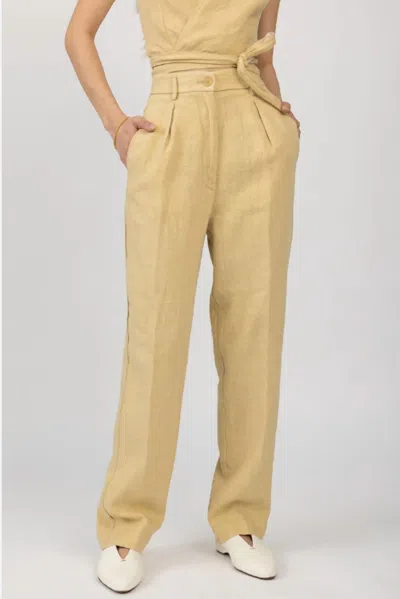 Forte Forte Linen High Waist Pants In Gold In Yellow