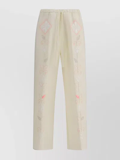 Forte Forte Linen Pants Floral Embroidery