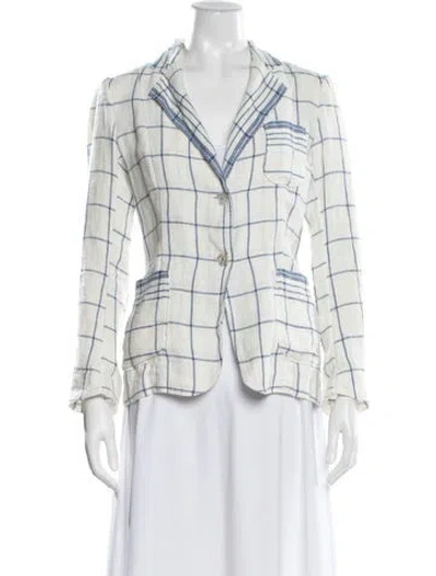 Pre-owned Forte Forte Linen Plaid Print Blazer In Blue