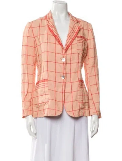 Pre-owned Forte Forte Linen Plaid Print Blazer W/ Tags In Orange