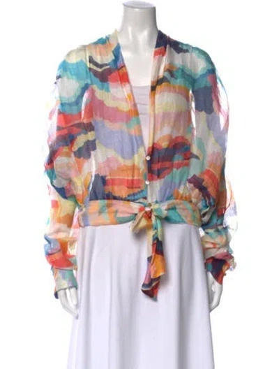 Pre-owned Forte Forte Linen Printed Blouse In Multi