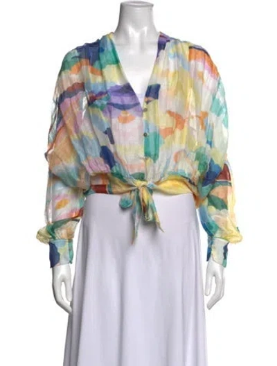Pre-owned Forte Forte Linen Printed Blouse In Multicolor