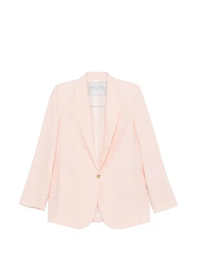 Forte Forte Linen Jacket Long Sleeves Single Breasted In Pink