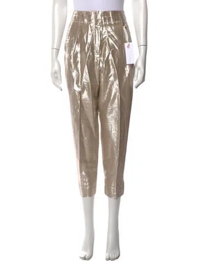 Pre-owned Forte Forte Linen Straight Leg Pants In Metallic/neutrals