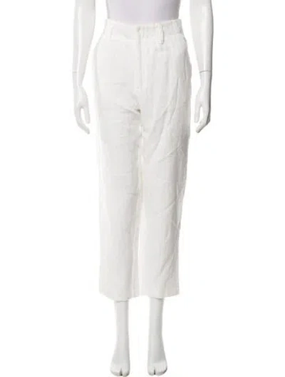 Pre-owned Forte Forte Linen Straight Leg Pants In White