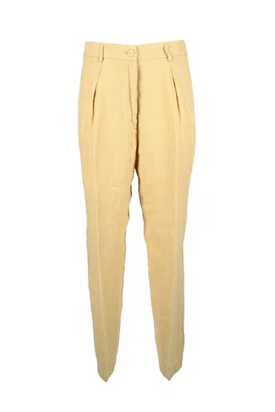 Forte Forte Linen Trousers - Beige In Yellow
