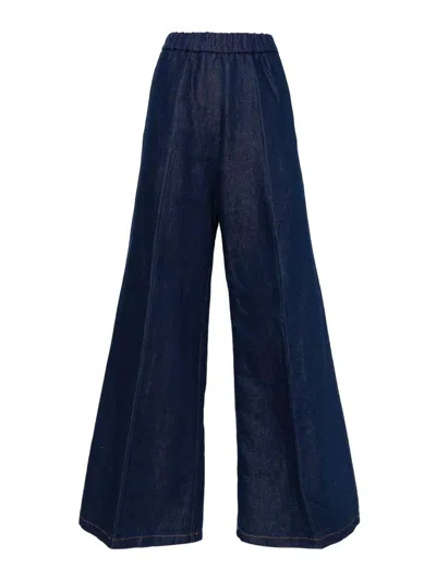 Forte Forte Forte_forte Cotton Linen Denim Elasticated Pants In Blue