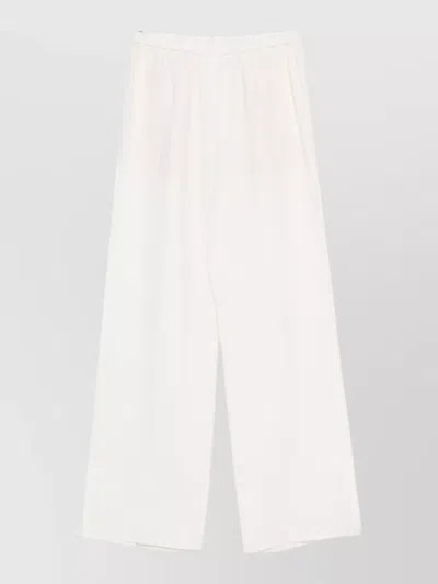 Forte Forte Linen Trousers Wide Leg Side Slits In White