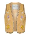 Forte Forte Linen Vest For Women With Oniric Blossom Embroidered Detailing In Grano