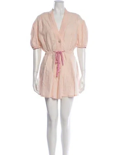 Pre-owned Forte Forte Linen V-neck Romper In Neutral