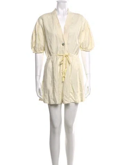 Pre-owned Forte Forte Linen V-neck Romper In Neutrals